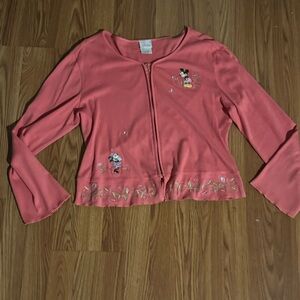 Disney vintage Coral Cardigan Iconic Embroidered Characters Mickey Size L Y2k